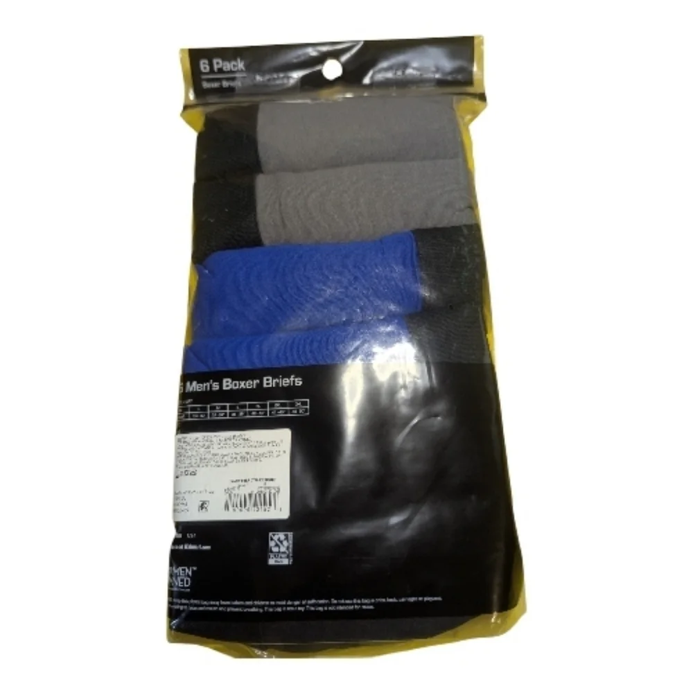Athletic Works Performance Cotton Boxer Briefs M 32-34 Black Blue Gray